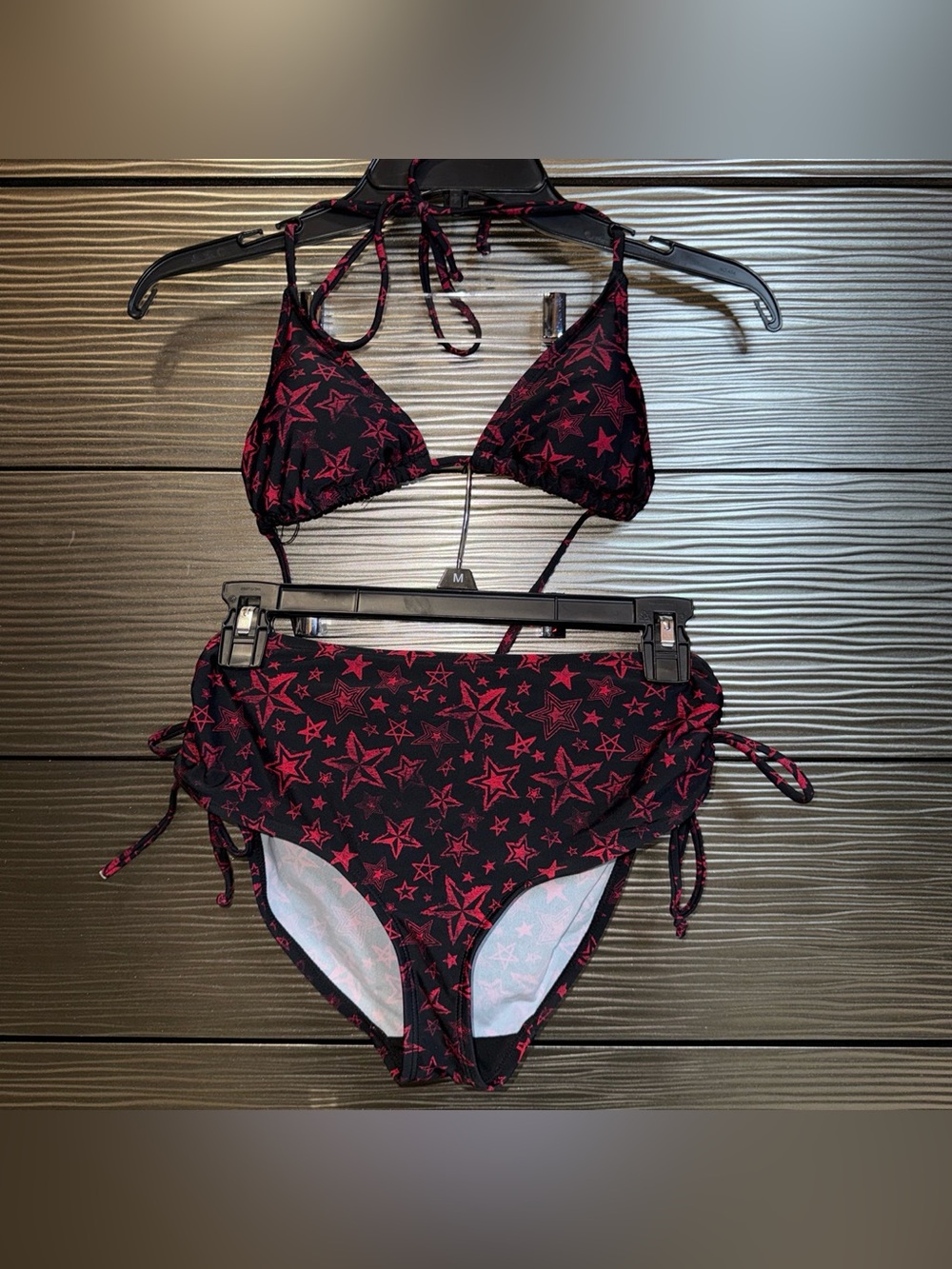 Hot Topic Swim Black & Red Star Print Bikini Set